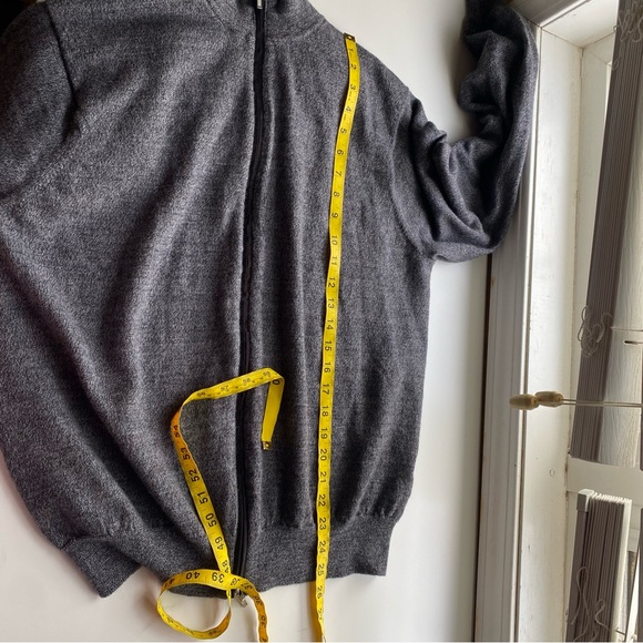 Peter Millar 100% Merino Wool Full-Zip Sweater Men XL Grey Elbow Patch Preppy - Picture 15 of 16